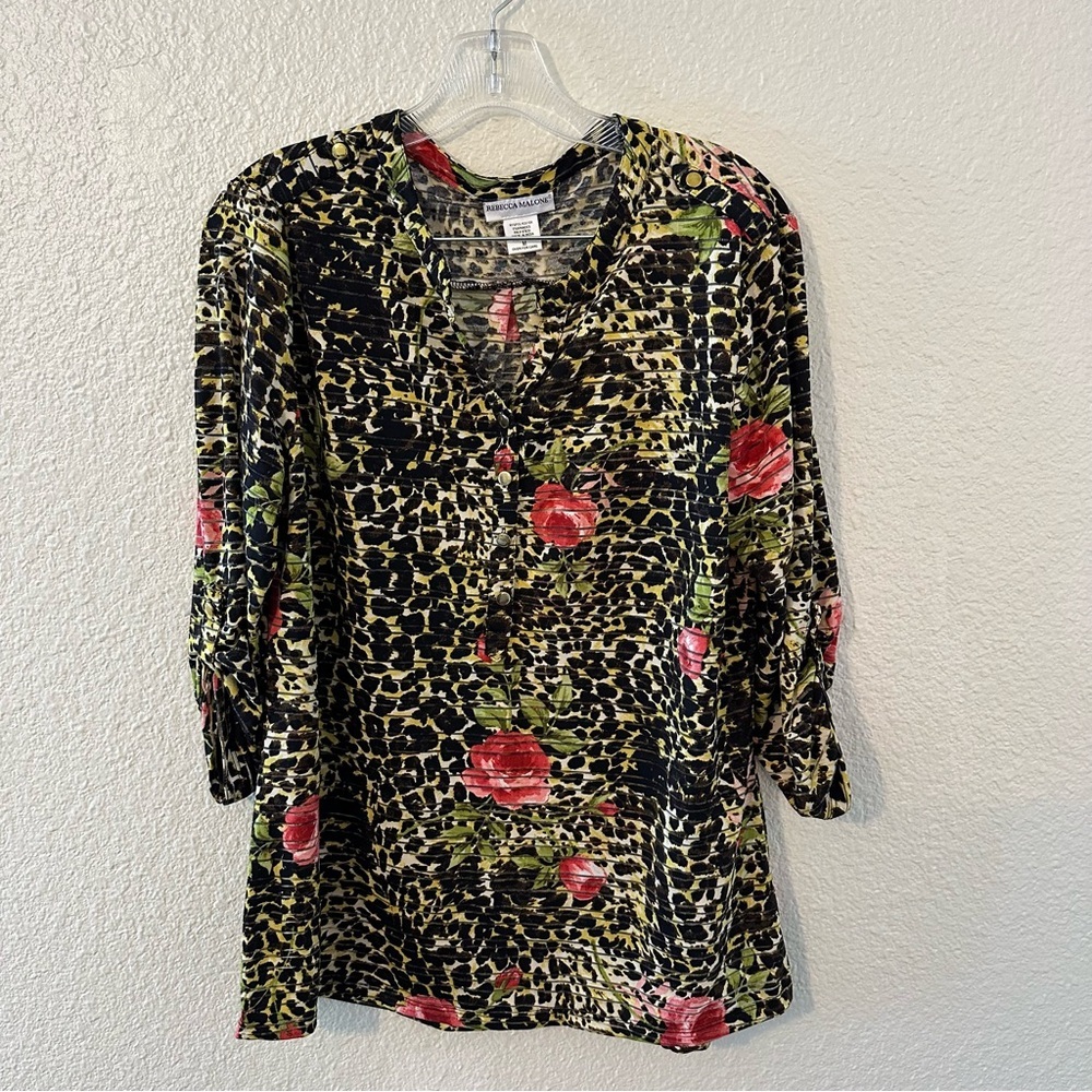 Rebecca Malone Leopard Cheetah Print Women's Blouse